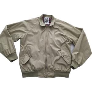 Vintage Sears Harrington Jacket Mens Size Large Zip Plaid Lining 70s 80s Tan